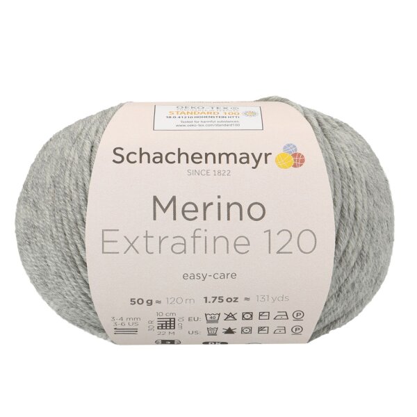 Schachenmayr Merino Extrafine 120 50g hellgrau meliert